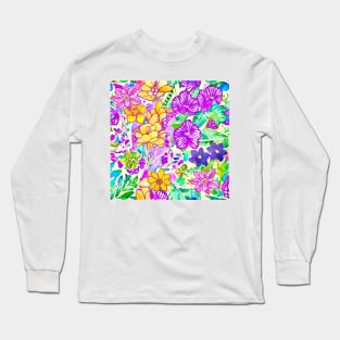 Yellow, blue, green and purple garden Long Sleeve T-Shirt